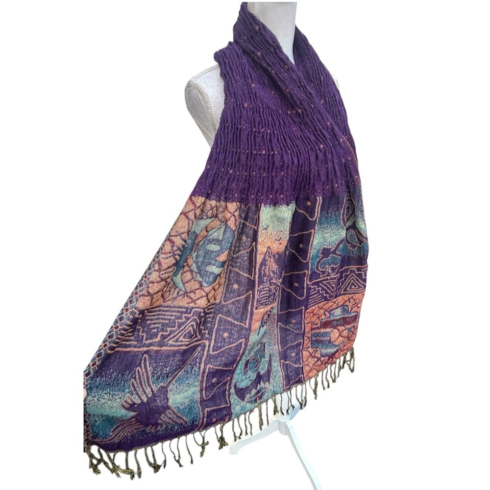 Boho Artwear purple scarf statement piece